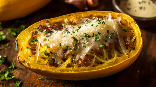 Courge Spaghetti Rôtie aux Herbes de Provence et Purée d'Oignons Caramélisés