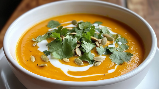 Velouté épicé carottes et butternut au lait de coco