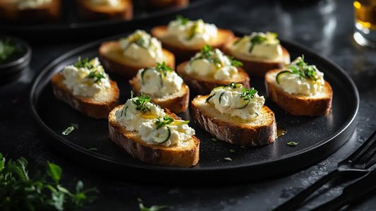 Crostinis de courgette râpée et ricotta au sucre d'érable et thym