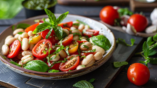 salade de tomates et d'haricots blancs